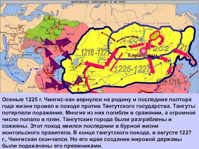 С 1206 по 1211 годы Чингисхан вел завоевательные войны в