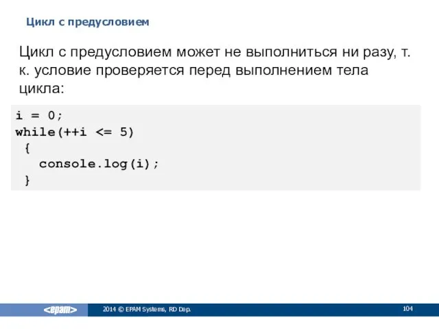 Цикл с предусловием 2014 © EPAM Systems, RD Dep. Цикл