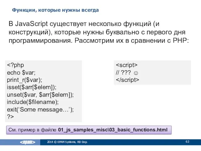 Функции, которые нужны всегда 2014 © EPAM Systems, RD Dep.