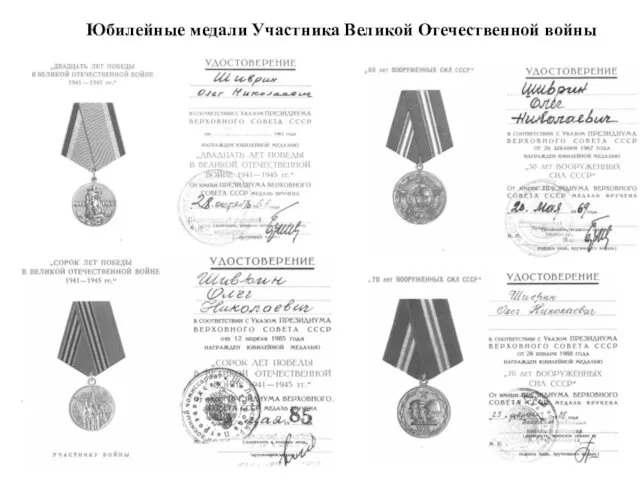 Юбилейные медали Участника Великой Отечественной войны