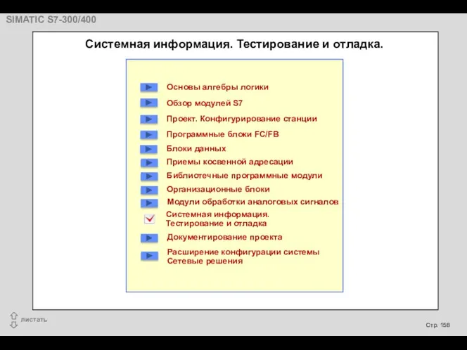 Системная информация. Тестирование и отладка. Основы алгебры логики Обзор модулей