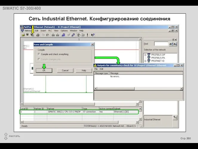 Cеть Industrial Ethernet. Конфигурирование соединения