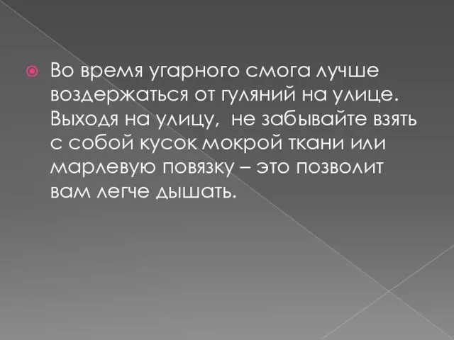 Во время угарного смога лучше воздержаться от гуляний на улице.