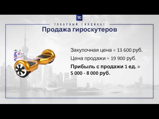 Продажа гироскутеров Закупочная цена = 13 600 руб. Цена продажи