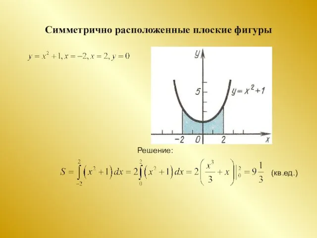 Симметрично расположенные плоские фигуры Решение: (кв.ед.)