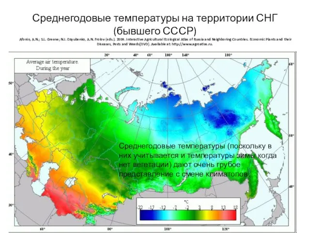 Среднегодовые температуры на территории СНГ (бывшего СССР) Afonin, A.N.; S.L.