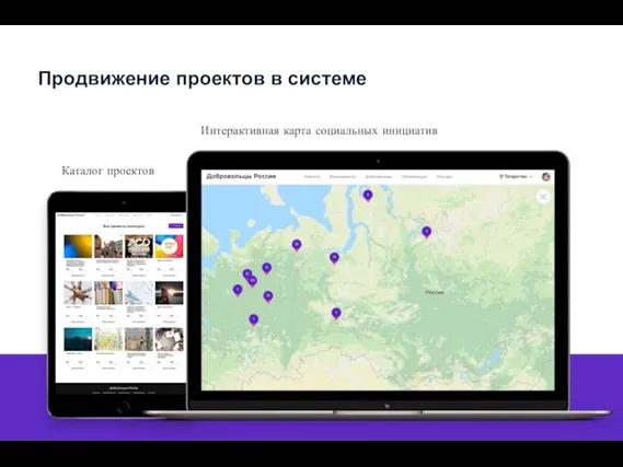 Интерактивная карта социальных инициатив Каталог проектов Продвижение проектов в системе