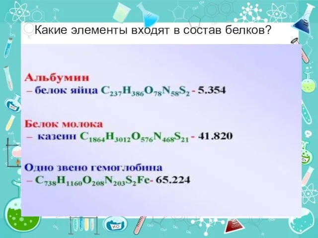 Какие элементы входят в состав белков?