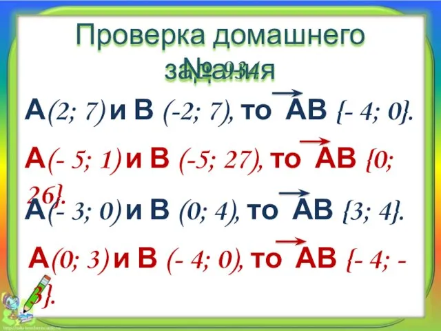 Проверка домашнего задания № 934 А(2; 7) и В (-2;