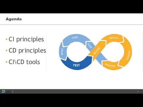 Agenda CI principles CD principles CI\CD tools