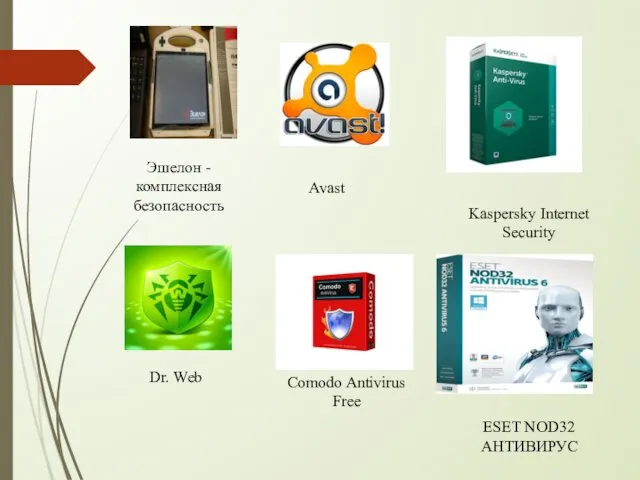 Эшелон - комплексная безопасность Avast Kaspersky Internet Security Dr. Web Сomodo Antivirus Free ESET NOD32 АНТИВИРУС