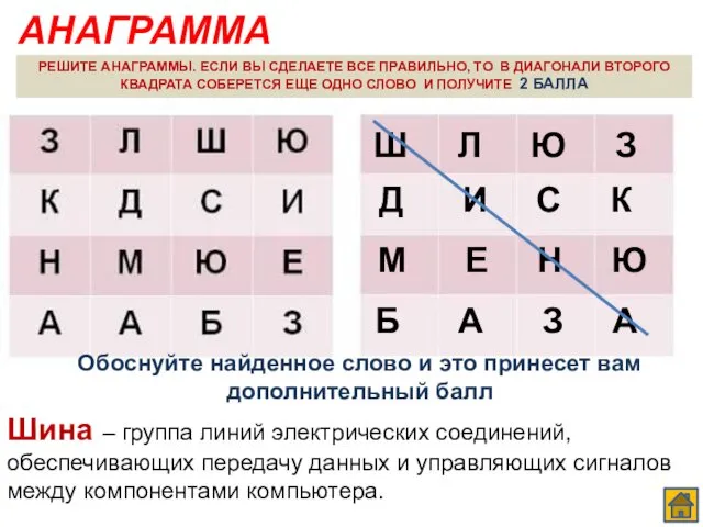 РЕШИТЕ АНАГРАММЫ. ЕСЛИ ВЫ СДЕЛАЕТЕ ВСЕ ПРАВИЛЬНО, ТО В ДИАГОНАЛИ