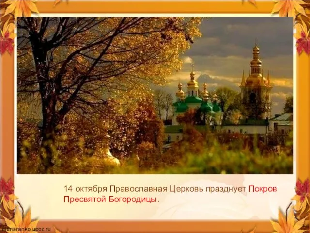 14 октября Православная Церковь празднует Покров Пресвятой Богородицы.