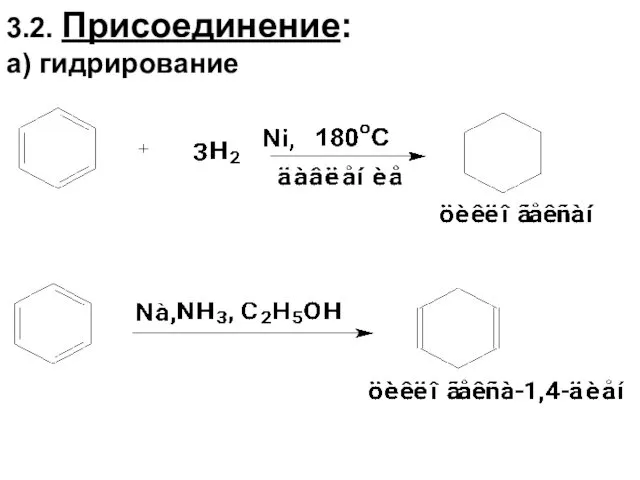 3.2. Присоединение: а) гидрирование