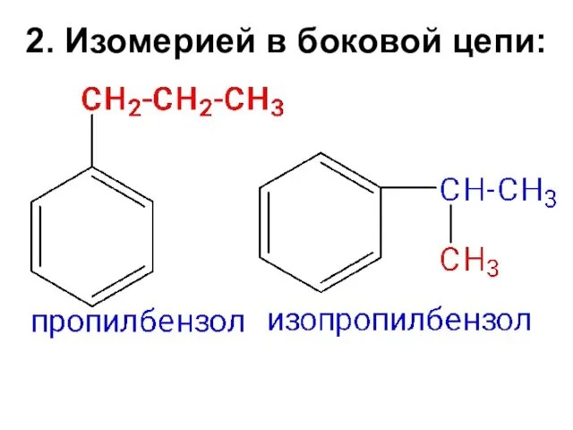 2. Изомерией в боковой цепи: