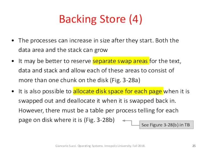 Backing Store (4) The processes can increase in size after