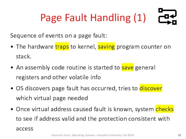 Page Fault Handling (1) Sequence of events on a page