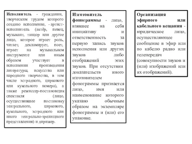 Исполнитель - гражданин, творческим трудом которого создано исполнение, - артист-исполнитель