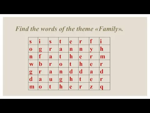 Find the words of the theme «Family».