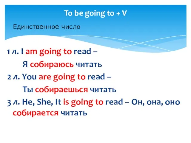 1 л. I am going to read – Я собираюсь