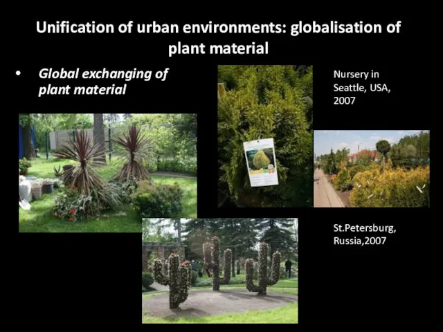 Unification of urban environments: globalisation of plant material Global exchanging of plant material