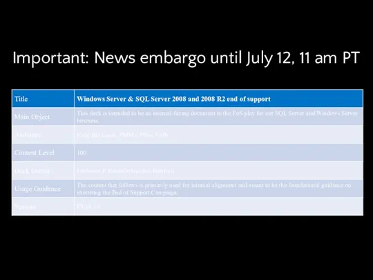 Important: News embargo until July 12, 11 am PT