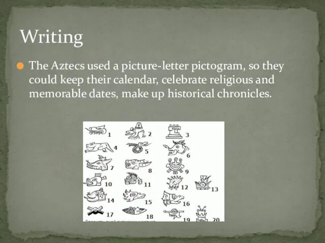 The Aztecs used a picture-letter pictogram, so they could keep