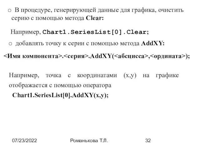 07/23/2022 Романькова Т.Л. В процедуре, генерирующей данные для графика, очистить