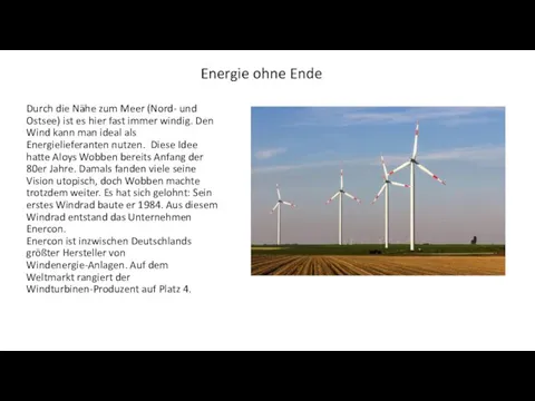 Energie ohne Ende Durch die Nähe zum Meer (Nord- und