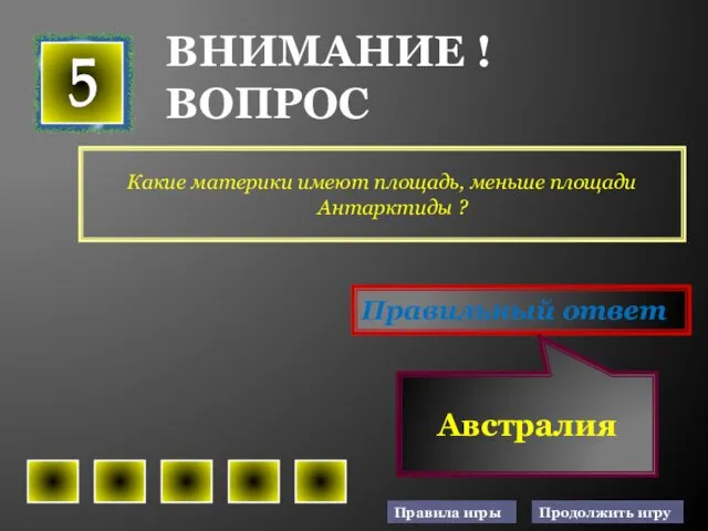 Какие материки имеют площадь, меньше площади Антарктиды ? 5 Правильный