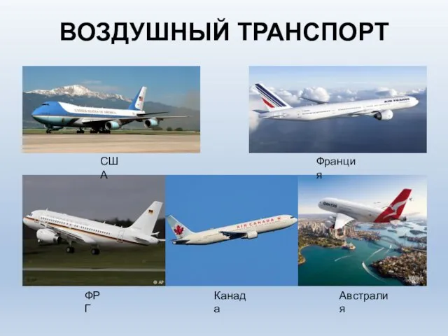 ВОЗДУШНЫЙ ТРАНСПОРТ США Франция ФРГ Канада Австралия