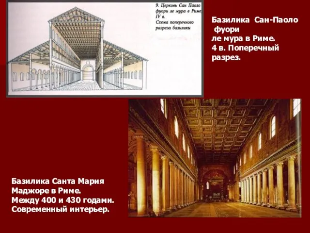 Базилика Сан-Паоло фуори ле мура в Риме. 4 в. Поперечный