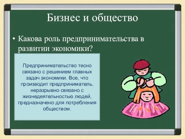 Бизнес и общество Какова роль предпринимательства в развитии экономики? Предпринимательство