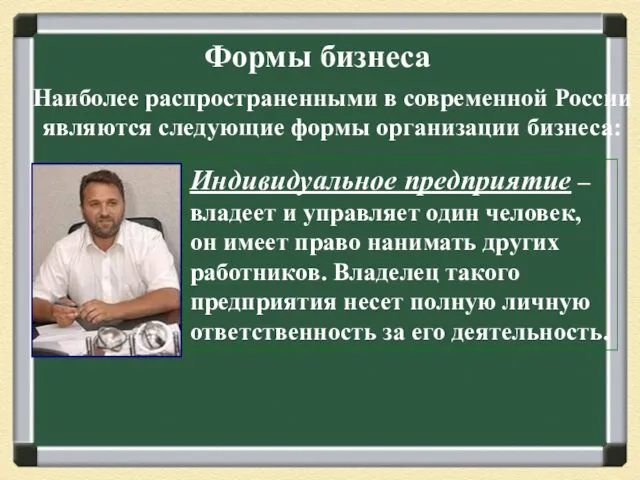 Формы бизнеса Наиболее распространенными в современной России являются следующие формы