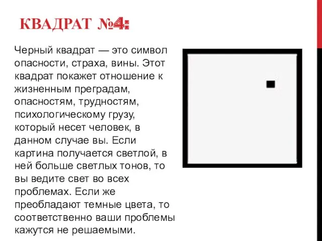 КВАДРАТ №4: Черный квадрат — это символ опасности, страха, вины.