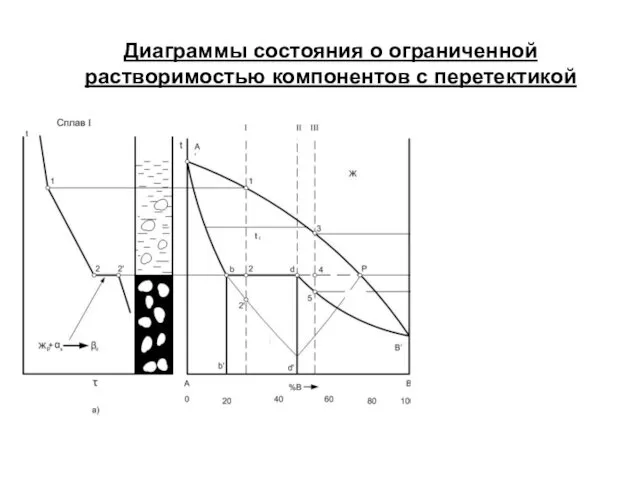 Диаграммы состояния о ограниченной растворимостью компонентов с перетектикой