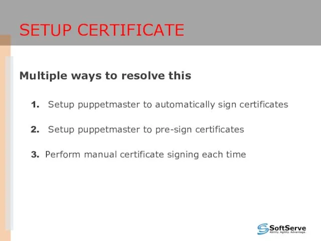 SETUP CERTIFICATE Multiple ways to resolve this Setup puppetmaster to