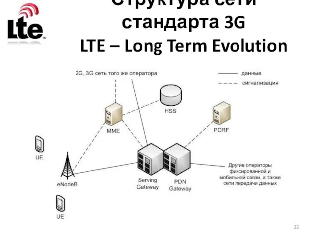 Структура сети стандарта 3G LTE – Long Term Evolution