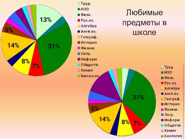 Любимые предметы в школе