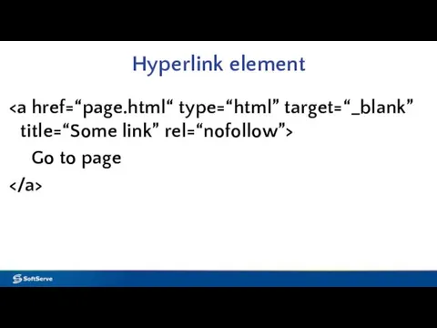 Hyperlink element Go to page