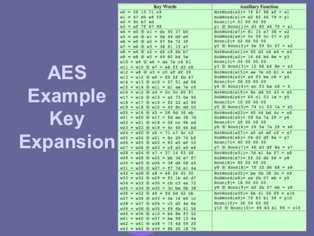 AES Example Key Expansion