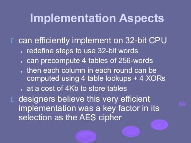 Implementation Aspects can efficiently implement on 32-bit CPU redefine steps