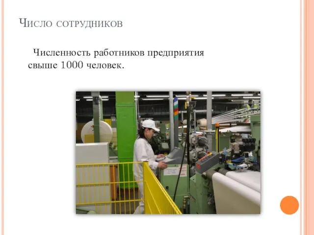 Число сотрудников Численность работников предприятия свыше 1000 человек.