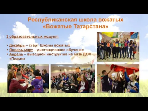 Республиканская школа вожатых «Вожатые Татарстана» 3 образовательных модуля: Декабрь –