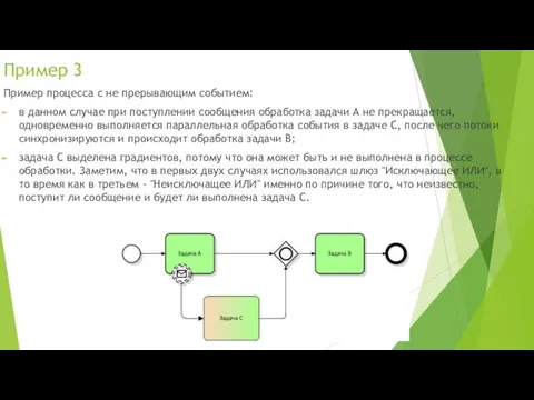 Пример процесса с не прерывающим событием: в данном случае при