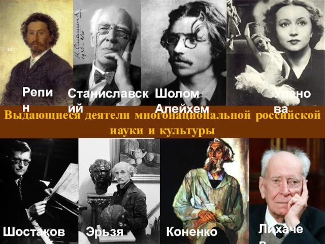 Выдающиеся деятели многонациональной российской науки и культуры Шостакович Уланова Шолом