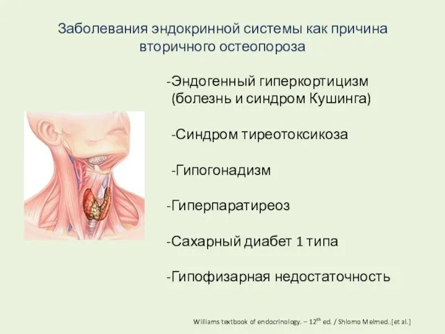 Заболевания эндокринной системы как причина вторичного остеопороза Эндогенный гиперкортицизм (болезнь