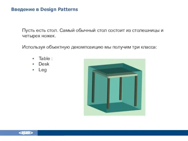 Введение в Design Patterns Пусть есть стол. Самый обычный стол
