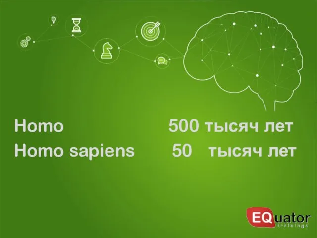 Homo 500 тысяч лет Homo sapiens 50 тысяч лет