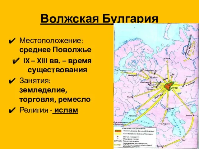 Волжская Булгария Местоположение: среднее Поволжье IX – XIII вв. –